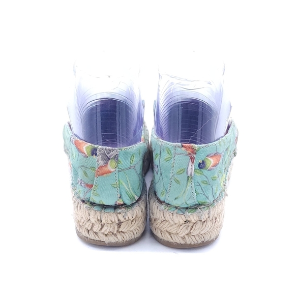Wisdom Bird Tropical Luxury Amazonia Green Bird Print Espadrille Shoes Size 36 - Picture 5 of 11